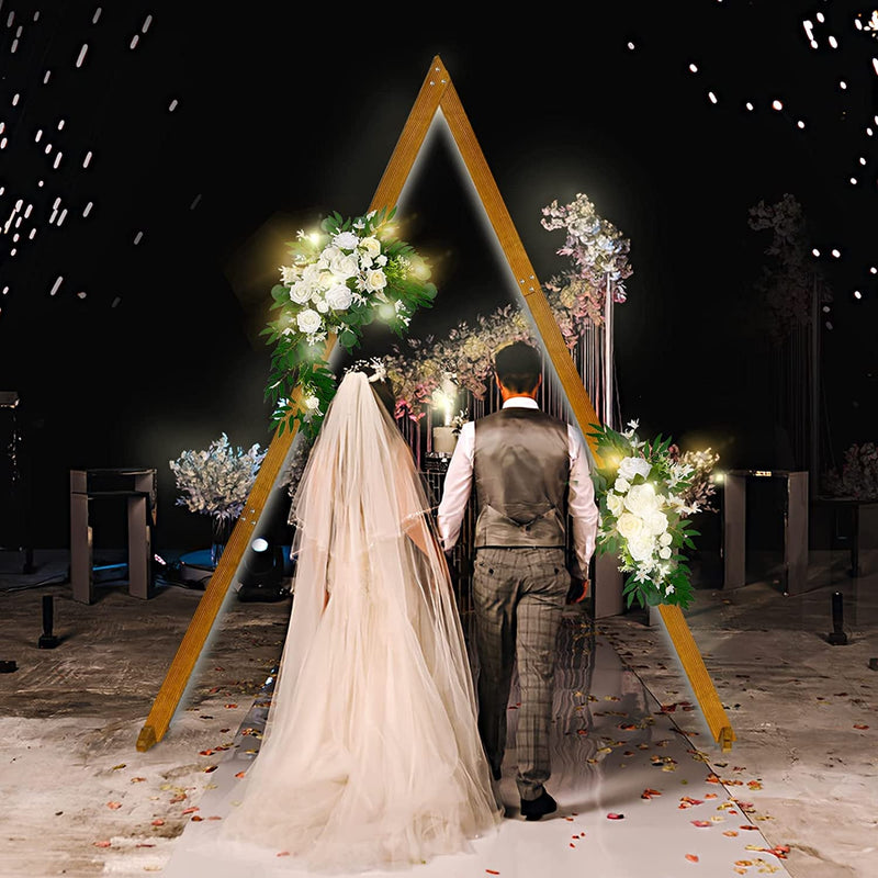 Wedding Arch - 102FT Triangle Wood Rustic Decor for Ceremony Backdrop Stand for Garden Parties IndoorOutdoor Autumn Theme