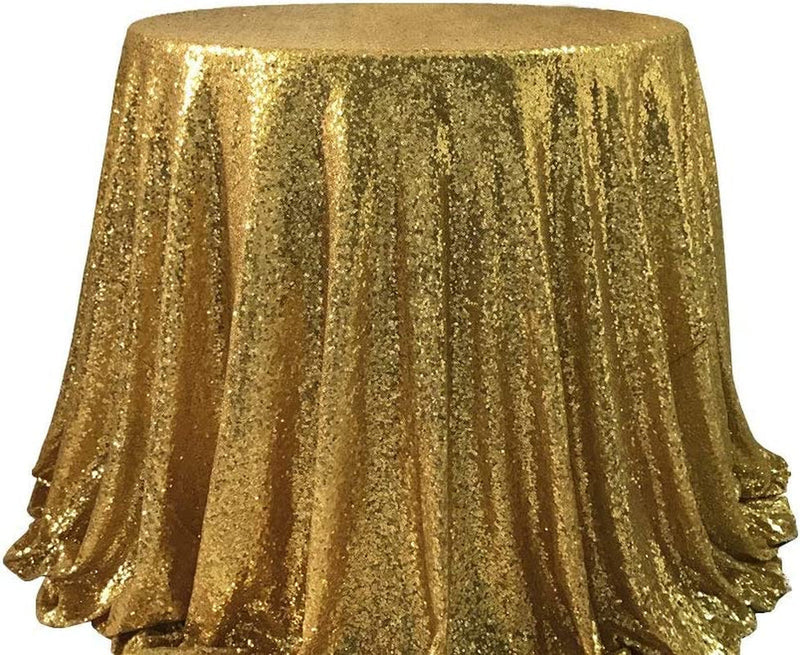 72 Sparkly Gold Sequin Table Cloth - Sequin Cake Linen for Weddings