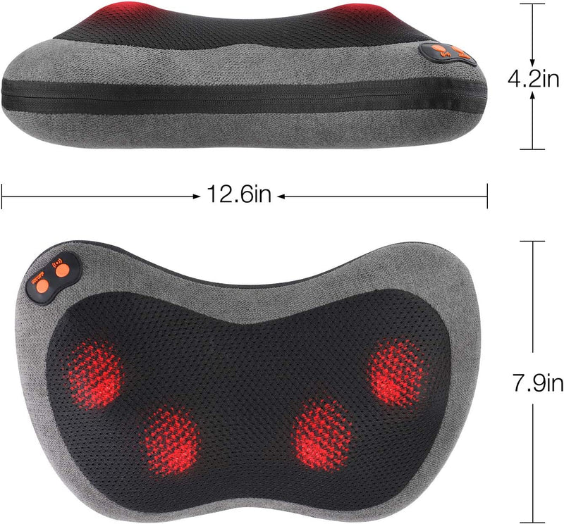 JYMY Back Massager, Shiatsu Kneading Electric Neck Massager Pillow with 8 Heated Rollers for Back, Neck, Lower Back and Shoulder, Gifts for Dad/Mom/Men/Women