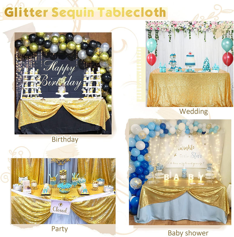 Gold Sequin Rectangular Tablecloth - 60 x 120 inches