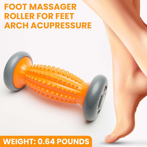 Foot Massage Roller - for Plantar Fasciitis Relief, Acupressure Trigger Point Therapy, Diabetic Neuropathy, Whole Body Massager for Heel & Foot Arch Pain, Wrist, Shoulder & Neck