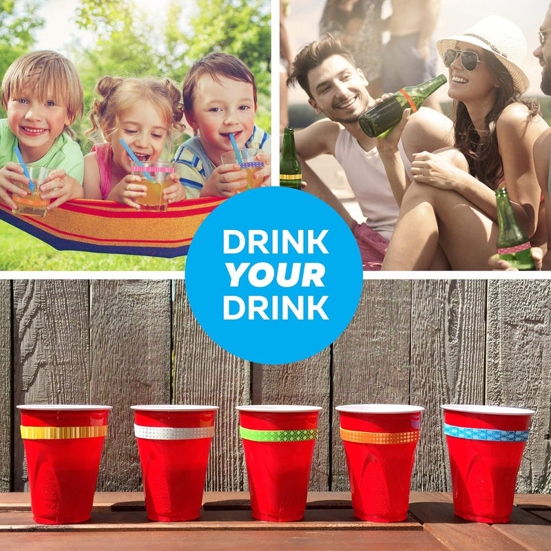 BevBands Drink Markers and Water Bottle Bands - Set of 8 - Series 1