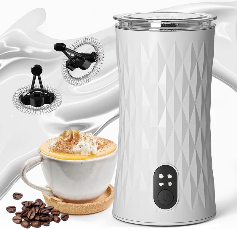 BEICHEN Milk Frother and Steamer, 4-in-1 Milk Foamer Frother for Coffee Automatic Hot and Cold Foam Stainless Steel Maker with 2 Whisks for Latte Cappuccinos, Macchiato, Hot Chocolate Milk (Black)