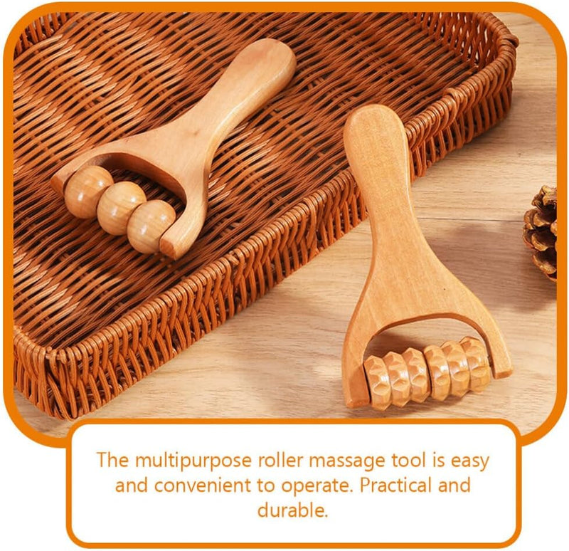 Healvian 3pcs Wooden Massage Roller Tools Manual Wooden Massage Wood Back Massage Roller Wood Massager Handheld Roller for Neck Leg Back Pain Deep Tissue Muscle Massager