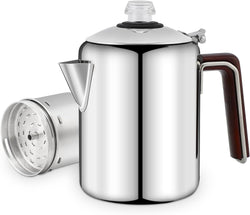 Hillbond Camping Coffee Pot Stainless Steel Percolator Coffee Pot Outdoors 9 Cup Percolator Coffee Pot for Campfire or Stove Top Coffee Making