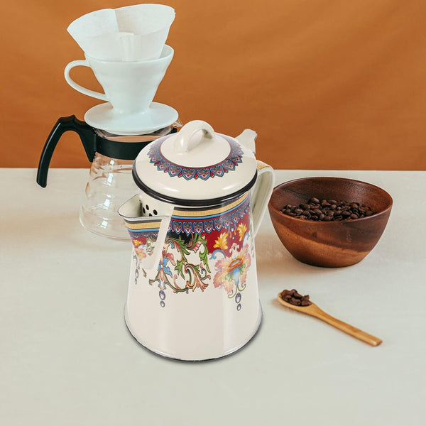 Enamel Coffee Pot Enamel Percolator Coffee Pot: Enamelware Percolator Camping Coffee Percolator Vintage Water Pot Tea Kettle Coffee Boiler Kettle for Campsite Kitchen 1.2L