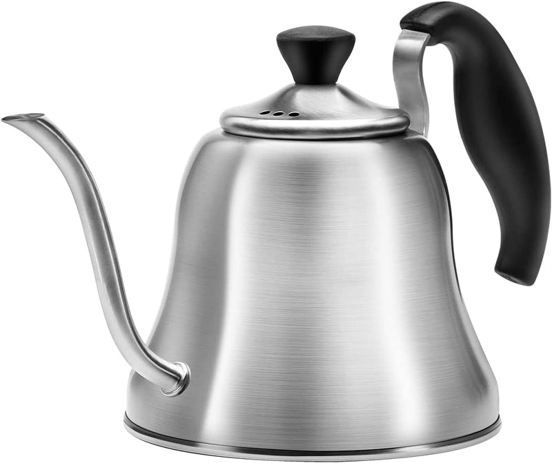 Chefbar Tea Kettle for Stovetop, Barista's Choice Gooseneck Pour Over Coffee Kettle with Flow Control, Food Grade Stainless Steel Water Kettle, Tea Pot for Home & Kitchen Small Tea Kettle 28oz, Silver