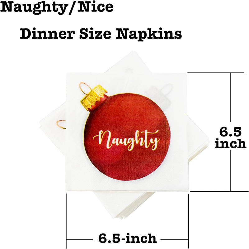 Iconikal Disposable Dinner Paper Party Napkins, 2-Sided Naughty & Nice, 75-Count