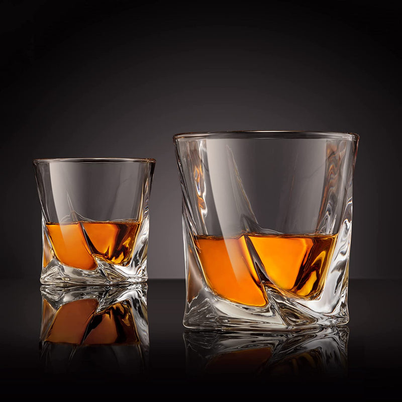 Venero Crystal Whiskey Glasses, Gift Set of 4 Bourbon Glasses in Luxury Satin-Lined Gift Box - 10 oz Scotch Glass Tumblers - Rocks Glasses for Drinking Bourbon, Scotch Whisky, Cocktails, Cognac