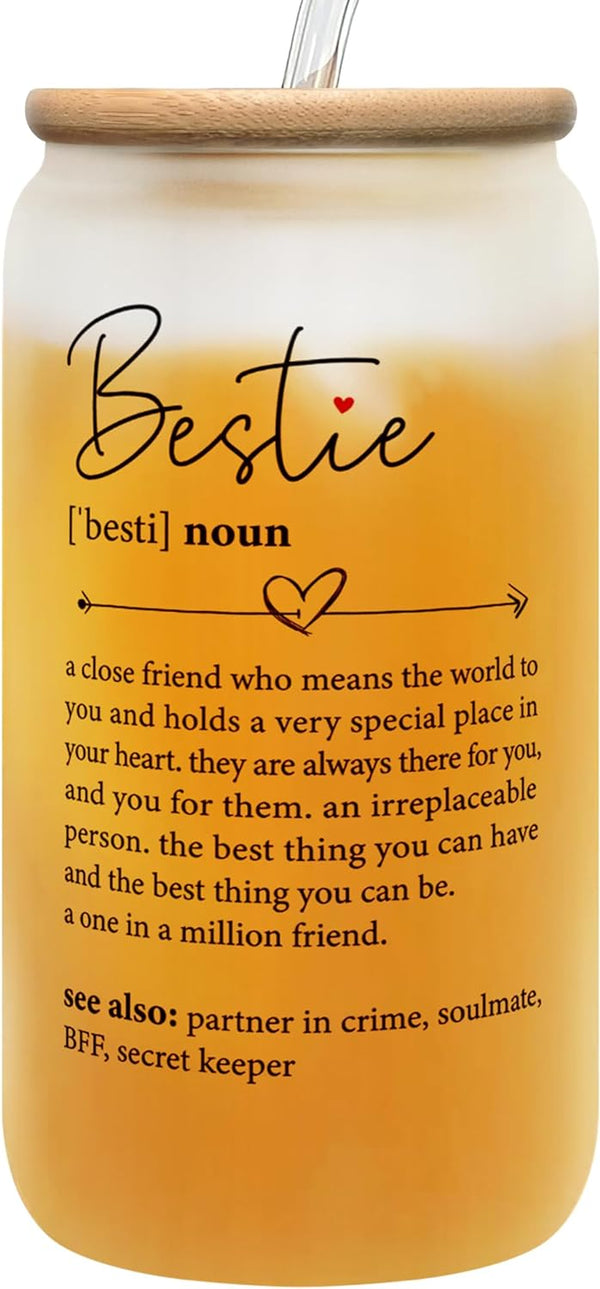 Birthday Gifts for Women Friendship - Christmas Gifts for Best Friends, Christmas Gifts for Friends - Friendship Gifts for Women Friends - Bestie Gifts for Best Friends Women - 16 Oz Can Glass