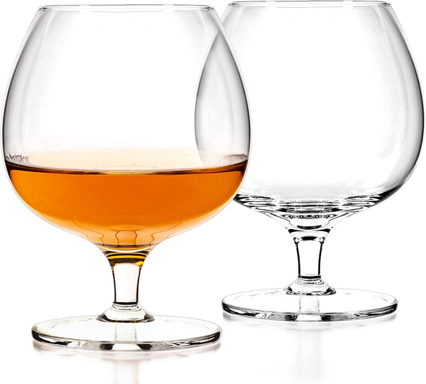 Luxbe - Cognac Brandy Crystal Small Glasses Snifter, Set of 2 - Handcrafted - Good for Bourbon Whiskey - 12-ounce