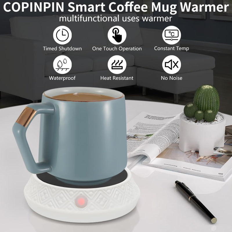 Coffee Mug Warmer for Office Desk Use, Electric Candle Warmer with Auto Shut Off, for Heating Coffee, Beverage, Milk, Tea, Hot Chocolate and Scented Candle, Without Cup…