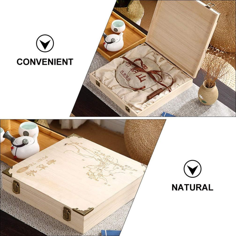 DOITOOL 1pc Box Pu'er Tea Cake Box Tea Storage Holder Tray Fu Tea Saucer Bamboo Tea Holder Tea Storage Bin Rustic Tea Bag Holder Tea Bag Organizer Tea Packing Loose Leaf Wooden Tea Cabinet