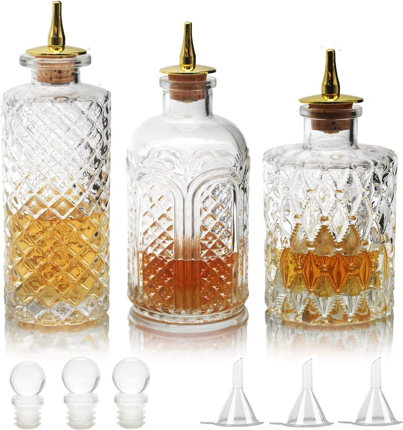 SuproBarware Bitters Bottle for Cocktails - Glass Dasher Bottles with Dash Tops, Great for Bartender,Home Bar