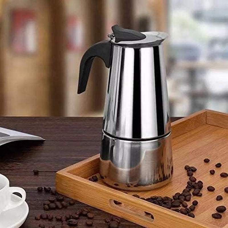 kkhouse Stainless Steel Coffee Pot Mocha Espresso Latte Percolator Stove Coffee Maker Pot Percolator Drink Tool Cafetiere Latte Stovetop (200ml)