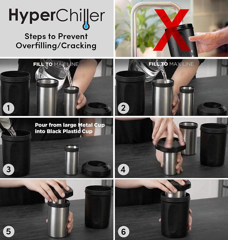 HyperChiller HC2 Patented Iced Coffee/Beverage Cooler, NEW, IMPROVED,STRONGER AND MORE DURABLE! Ready in One Minute, Reusable for Iced Tea, Wine, Spirits, Alcohol, Juice, 12.5 Oz, Black