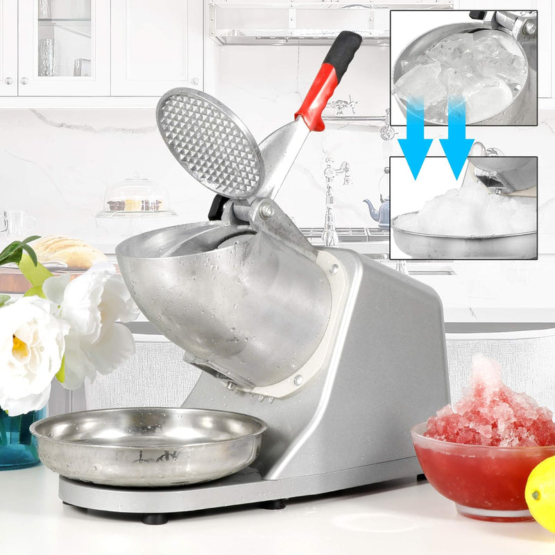 ZENY Electric Ice Crushers 300W 2000r/min w/Stainless Steel Blade Shaved Ice Snow Cone Maker Kitchen Machine (Silver)