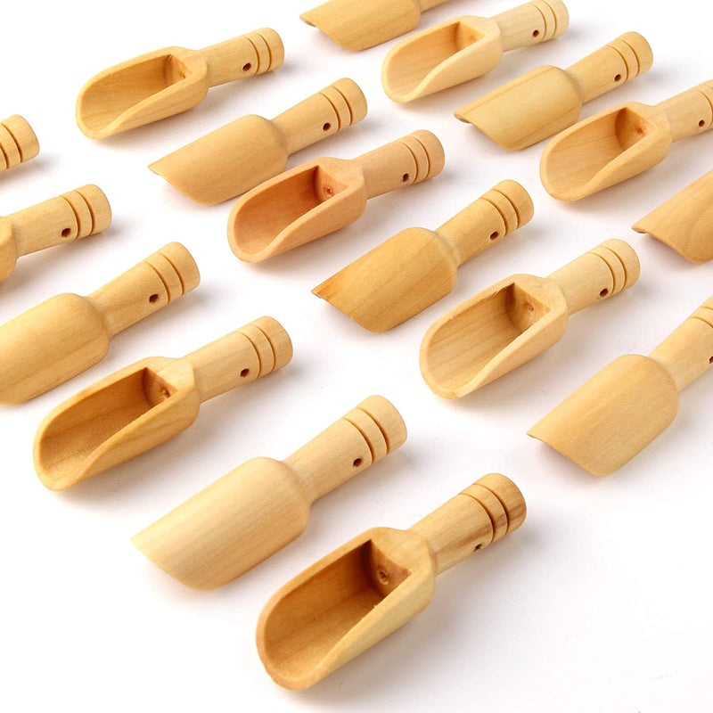 20pc Mini Wooden Spoons，Mini Bamboo Spoons for Bath Salts, tea scoop, Washing Powder spoon，wooden candy spoon