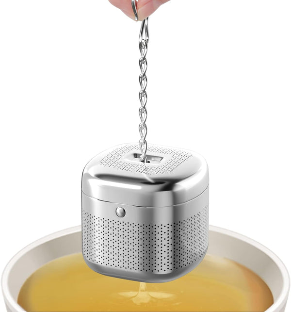 Tea Balls for Loose Tea, 304 Stainless Steel Extra Fine Mesh Tea Infusers for Loose Tea, Retractable Chain Design Tea Strainers for Loose Leaf Tea Single Cup, Come with 1 Drip Tray