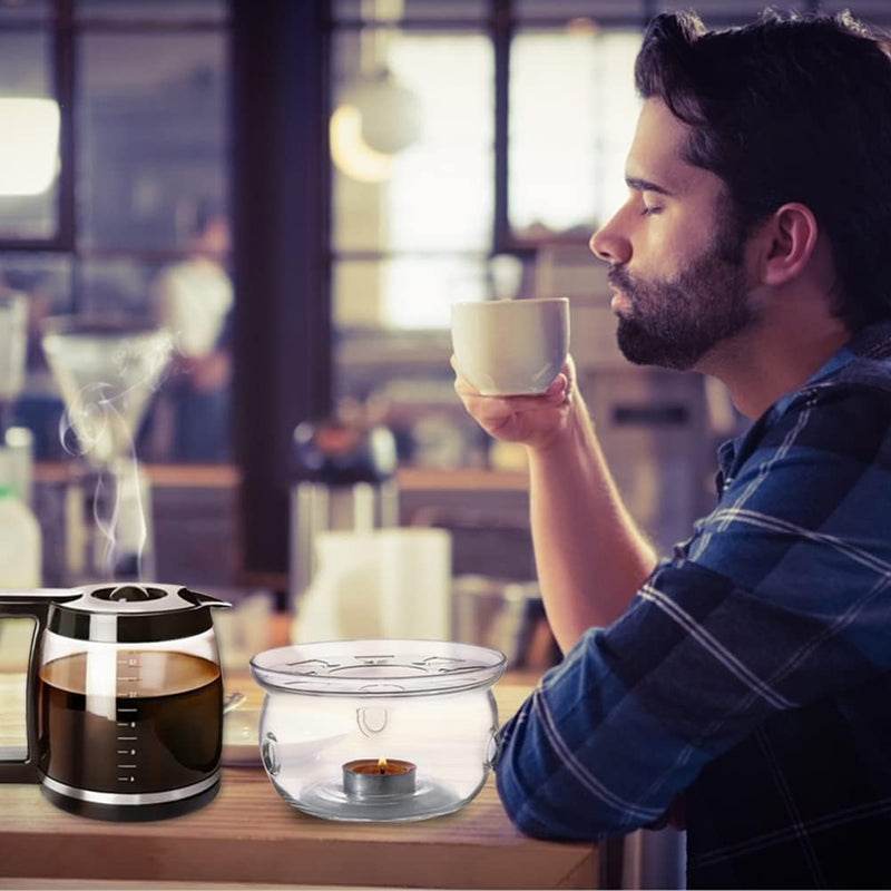 Teapot Warmer, Universal Tea Warmer Clear Glass Teapot Warmer Glass Tea Warmer Teapot Heater with Candle Holder Lit Teapot or Coffee Warmer Base for Heating Tea, Coffee and Milk