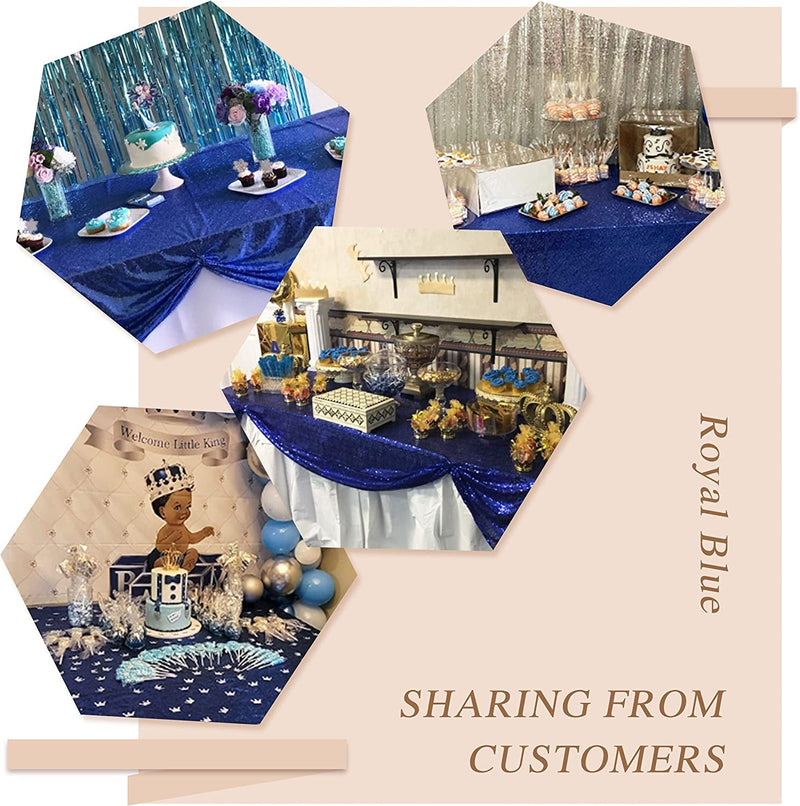 Royal Blue Sequin Tablecloth - 55X55 Inch Square for Wedding