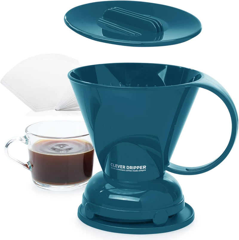 Clever Coffee Dripper and Filters, Large 18 oz (Royal Blue)| Barista's Choice| Safe BPA Free Plastic|Includes 100 Filters