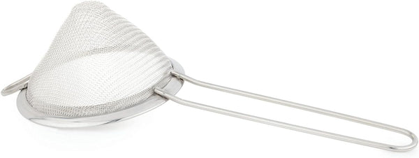Viski Cone Strainer - Fine Mesh Strainer Stainless Steel Bar Tool - Small Cocktail Strainer for Drinks with Handle - 9.24in Set of 1, Metallic