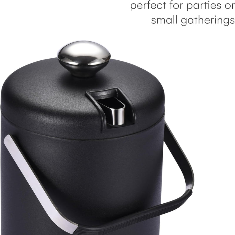flybold Small Ice Bucket for Parties - Ice Bucket with Lid for Cocktail Bar - Double Walled Ice Container - Portable Chiller Bin Basket - Insulated Wine Buckets for Indoor or Outdoor - Ice Cube Holder