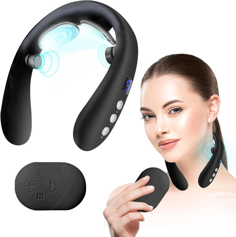 SHWD Neck Massager with Heat, Electric Neck Massager for Fatigue Relief, Portable Intelligent Neck Massager for Women Men Gifts (1pcs,Black)