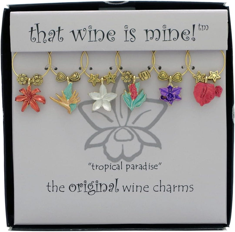 Wine Things 6-Piece Wine Glass Markers Wine Glass Charms Wine Glass Tags for Stem Glasses Wine Tasting Party, Wine Charm, Bug and Flower Decor