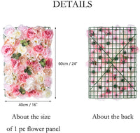 NUPTIO Flower Wall Panel for Flower Wall Backdrop, 6 Pcs 24" X 16" White & Pink Faux Roses Artificial Flower Backdrop for Flower Wall Decor, Party Wedding Decor, Bridal Shower Decor Baby Shower Decor