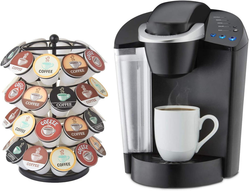 Nifty K Cup Holder – Compatible with K-Cups, Coffee Pod Carousel | 40 K Cup Holder, Spins 360-Degrees, Lazy Susan Platform, Modern Black Design, Home or Office Kitchen Counter Organizer