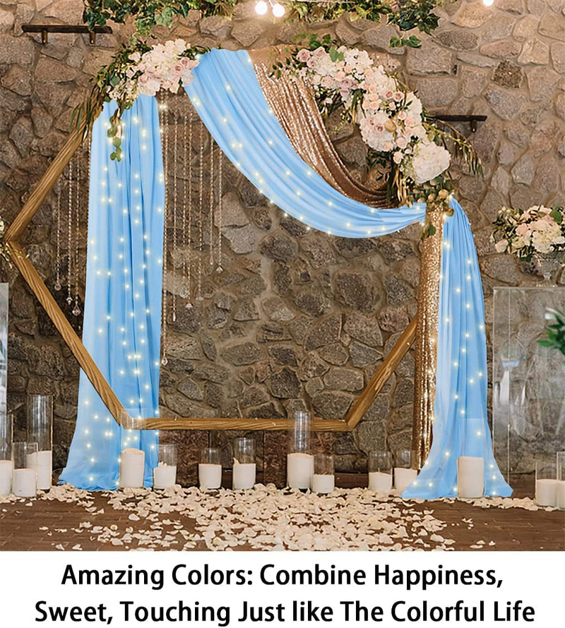 Wedding Arch Drapes - 2 Panels 24Ftx20Ft Baby Blue Chiffon Fabric