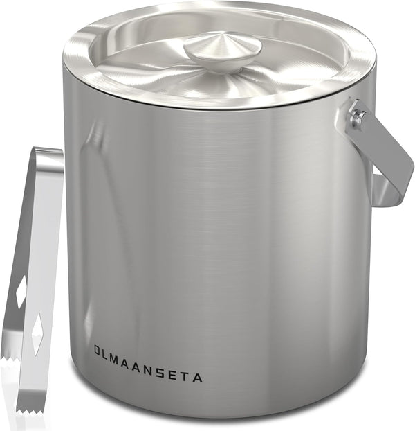 Stainless Steel Ice Bucket With Lid And Ice Tongs,Perfect For Cocktail Bar,Home Bar, Parties And Outdoors,Double Wall Champagne Bucket Keeps Drinks Cold And Ice Cube From Melting(2.5L)
