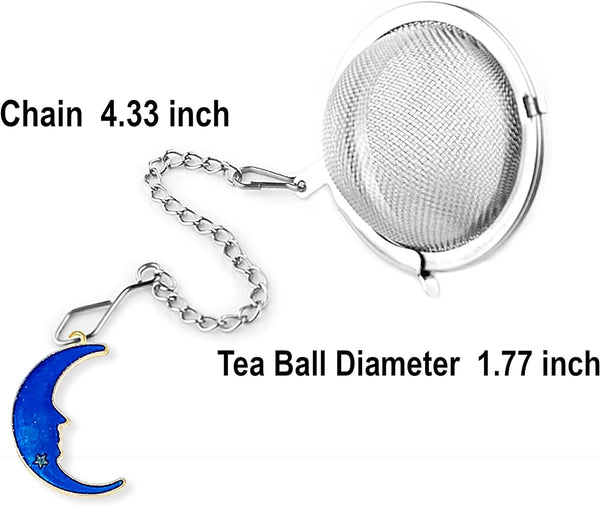 NSTaygate 2pcs Tea Infuser, Tea Strainers for Loose Tea, Gold Plated Enamel Moon Star Celestial Charm Pendant Tea Ball Set Loose Tea Steeper Gifts for Women