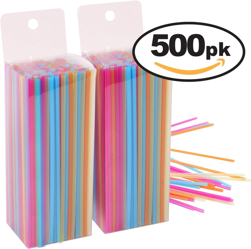 Mr. Kitchen's Bulk Colorful Neon Drink Stirrers, Coffee Stirrers (500-Pack); Each Drink Stirrer Is 5.25"; (500) Coffee Stir Straws, Stirring Straws, Cocktail Straws