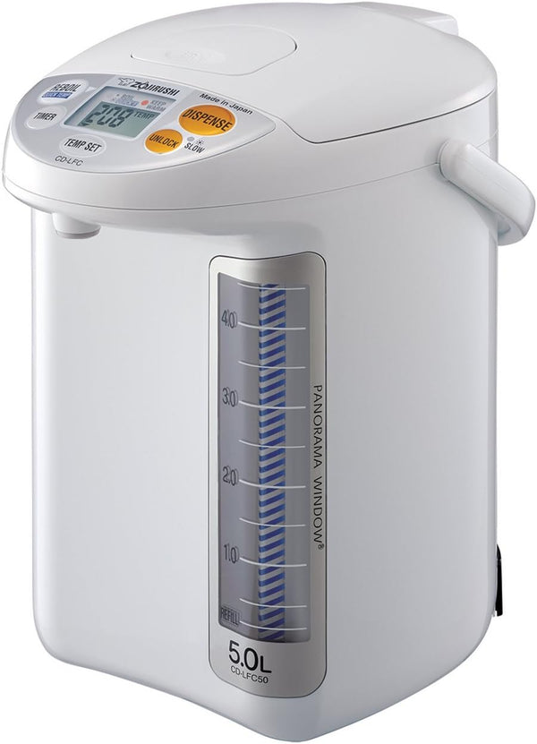 Zojirushi CD-LFC50 Panorama Window Micom Water Boiler and Warmer, 169 oz/5.0 L, White (Renewed)