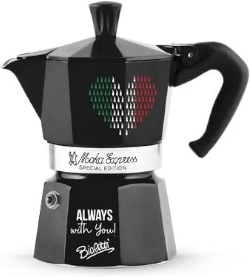 Bialetti - Moka Express Italia Collection: Iconic Stovetop Espresso Maker, Makes Real Italian Coffee, Moka Pot 6 Cups (9 Oz - 270 Ml), Aluminium, Colored in Red Green Silver