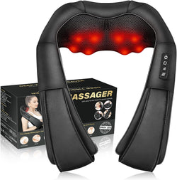 Shiatsu Neck Massager, Electric Neck and Back Massager with Heat, 3D Kneading Massage Pillow for Neck, Back, Shoulder, Muscle Pain Relief, Office & Home & Car Use, Gifts for Dad