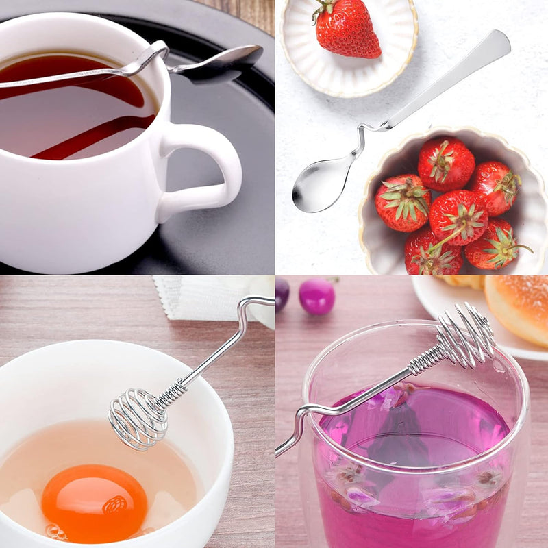 4 PCS Jam Spoon and Honey Spoon, Stainless Steel Honey Dipper Sticks Spoon, Tea Coffee Mixing Spoon for Jam, Jellies, Honey, Syrup