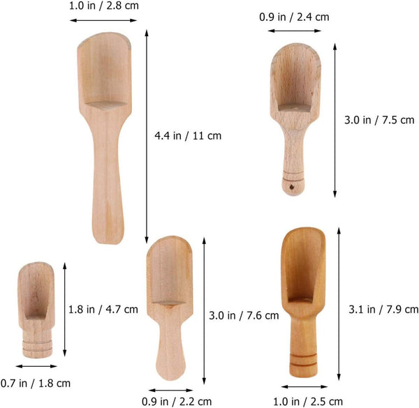 5Pcs Wood Tea Scoop Ground Coffee Scoops Salt Shovels Bamboo Wooden Salt Spoon for Restaurant Shop Hotel