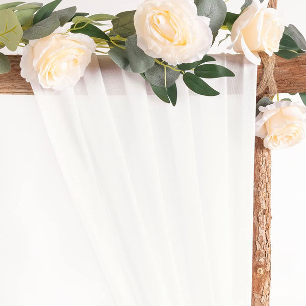 Ivory Chiffon Wedding Arch Drapes - Set of 2 Panels 6 Yards each - Backdrop Decorations