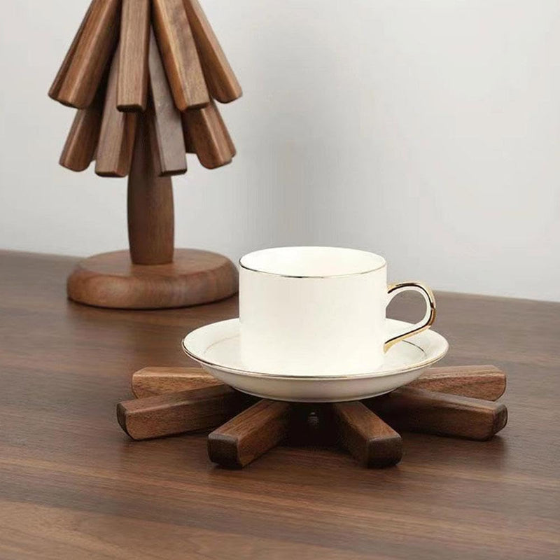 Tree Shape Trivet Set Coaster for Teapot Hot Pots, Creative Wooden Trivet Mat Set, Hot Pads for Table Countertop, Multi-Functional Ornaments, Kitchen Xmas Gift