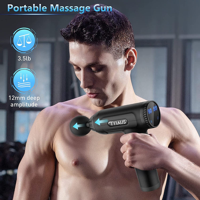 Muscle Massage Gun Percussion Massager Gun Deep Tissue with 30 Adjustable Speeds and 6 Heads, Portable Body Muscle Massager for Office Gym Home Post-Workout Recovery