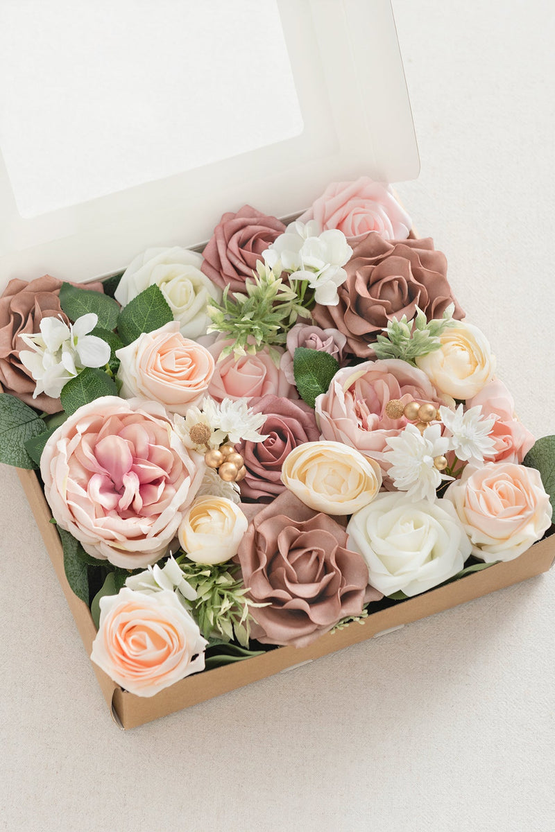DIY Floral Boxes in Dusty Rose  Cream