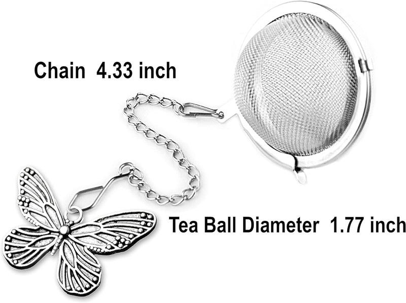 2pcs TeaSanavie Tea Infuser，Loose Tea Steeper Couple Handmade Honey Bee & Butterfly Tea Strainers for Loose Tea, Tea Strainer with Bee Charm Pendant Tea Ball Set Gifts for Women