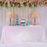 TRLYC 60 X 102-Inch Rectangular Sequin Tablecloth Iridescent for Wedding Party Christmas Day-Iridescent