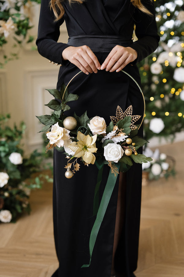 Champagne Christmas Hoop Bridesmaid Bouquets