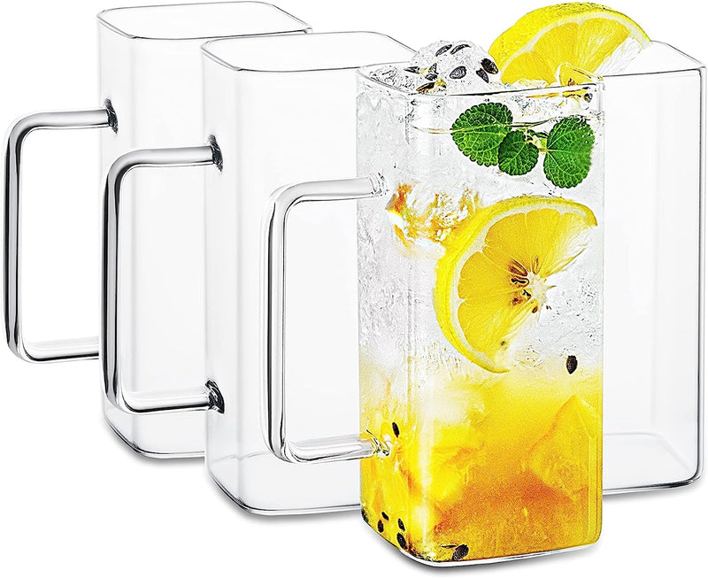 BaveL 13oz Drinking Glasses, 4pc Tall Glass Sets.Thin Highball Glasses. Beer Glass,Water Glasses, Mojito Glass Cups, Collins Bar Glassware, and Mixed Drink Cocktail Glass Set