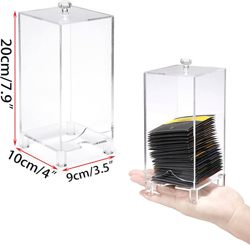 ELLDOO Tea Bag Caddy, Clear Acrylic Tea Bag Storage Organizer with Lid, Tea Bag Holder and Dispenser, Tea Accessories - Great for Tea Bars Tea Gifts